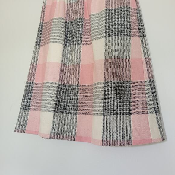 Vtg Pink Plaid Midi Skirt Womens 8 Preppy Cottagecore Acadmia Boho USA Made - Picture 4 of 11